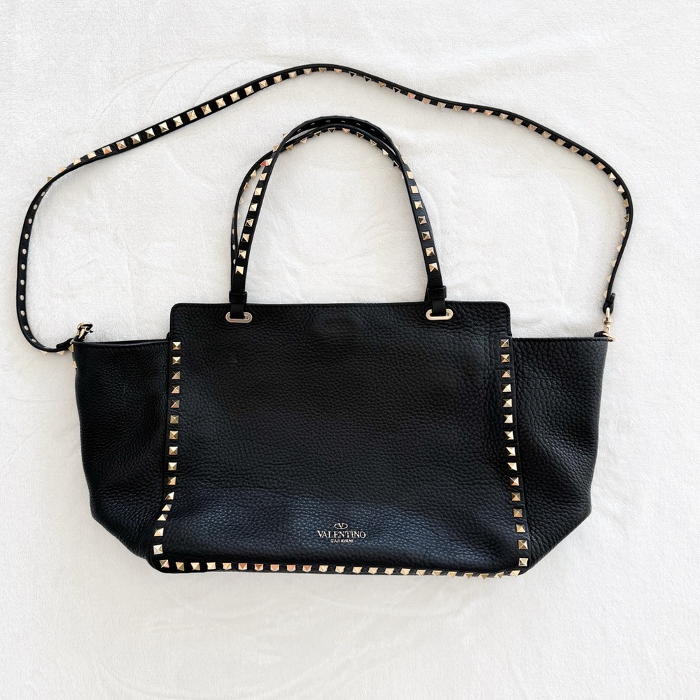 Valentino Garavani Rockstud Black Leather Tote